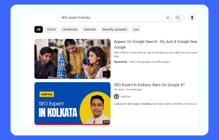 SEO Expert In Kolkata on Youtube Result 1